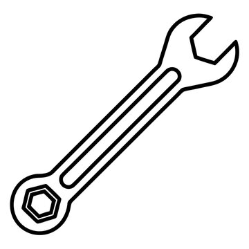 black outline wrench tool clip art preview