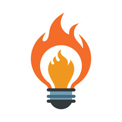 Creative Fire Light Bulb Concept - Innovative Vector for Ideas, Energy, and Motivation Designs