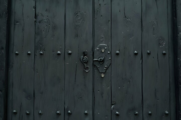 Fototapeta premium Dark Wood Door with Metal Hardware Illustration