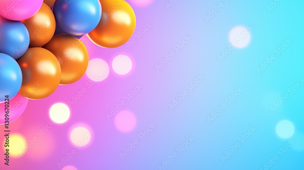 Poster glowing colorful bokeh background with soft focus and antibody-like shapes