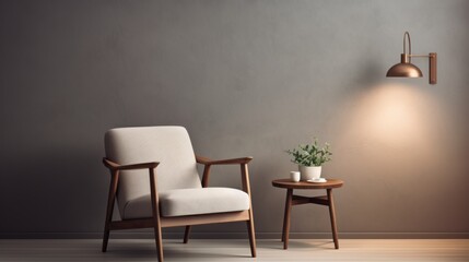 modern living room interior design with armchair and wall lamp