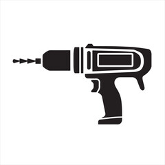 Black & White Electric Drill Symbol