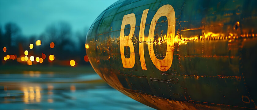 Night plane, airport lights, B10 code