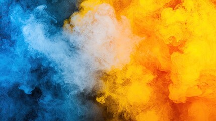 Fototapeta premium Blue and orange smoke swirls, abstract background
