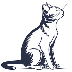 silhouette cat white background
