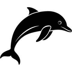 Fototapeta premium dolphin silhouette vector icon white background 