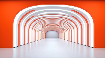 Obraz premium Contemporary Conceptual Interior with Unique Orange and White Architectural Design Elements