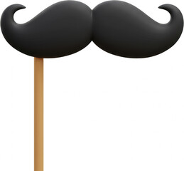 3D Render of a Black Mustache on a Stick Fun Party Accessory Photo Booth Prop