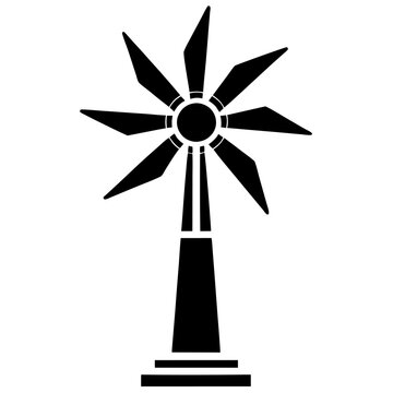 recommend clip art: vintage wind turbine silhouette vector icon white background