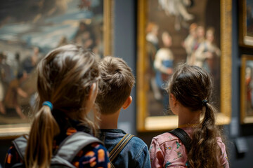Obraz premium Person Observing Admiring Artwork in Museum or Art Gallery Exhibition study, Generative AI