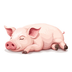 Close-Up Sleeping Pig Isolated Cutout, Single Object - Professional Stock Photo