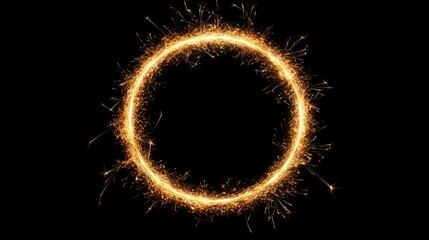 Sparks fly actively in a circular pattern, illuminating the darkness with their bright and captivating display of energy