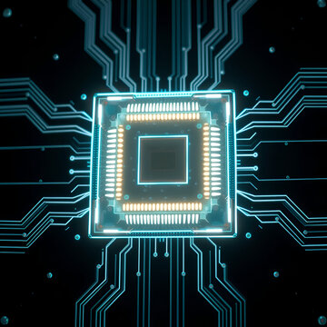 primer plano chip inteligencia artificial retroiluminado