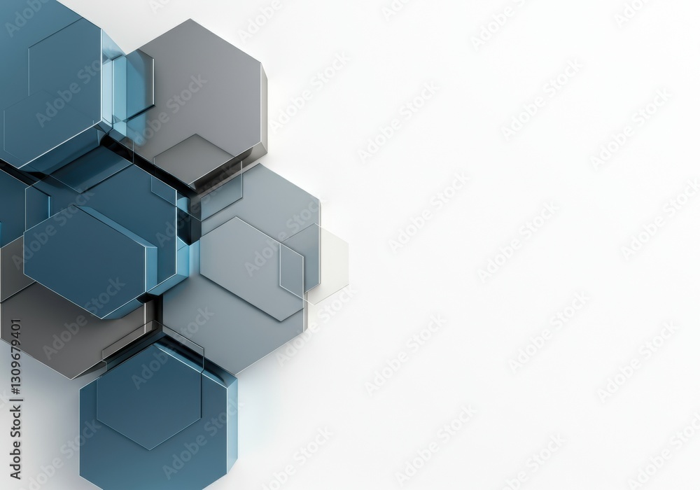 Aufkleber abstract geometric design featuring overlapping blue hexagons on a light background