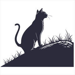 silhouette cat white background