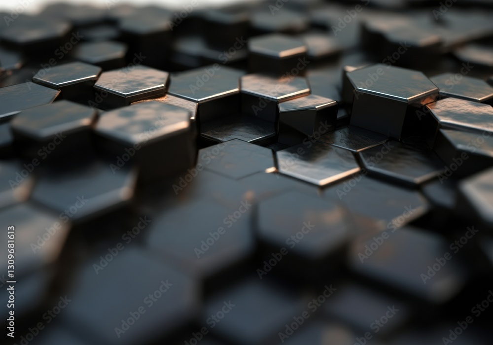 Poster abstract close-up of black hexagonal shapes creating a textured surface