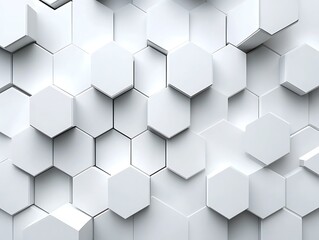 Naklejka premium Subtle White Hexagons Elevate from a Neutral Surface in Dimensional Design
