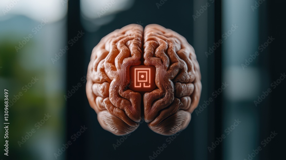 Poster innovative digital transformation concept with brain and technology integration