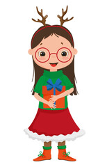 Girl with Antlers and Gift