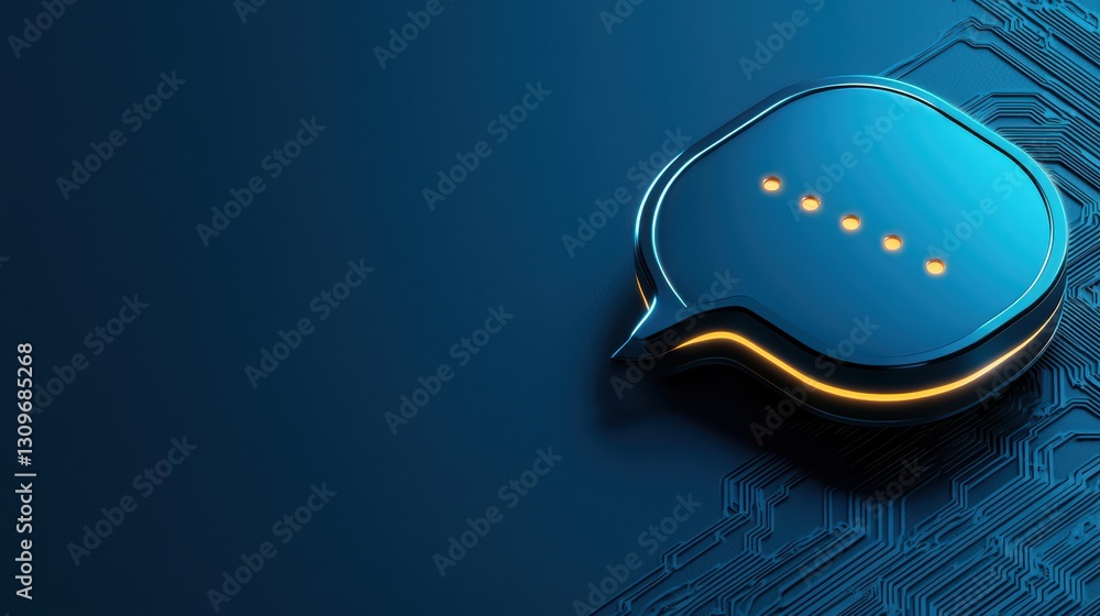 Poster modern voice chatbot interface with macro elements and integrated technology illustrations