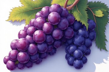 Fototapeta premium Vibrant Muscat Grapes with Manga Influence: Black Muscat Sketch