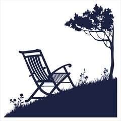 silhouette chair image on  white background