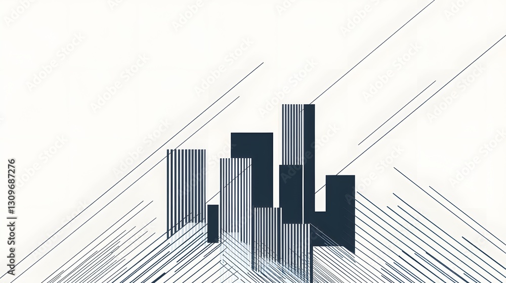 Aufkleber parallel diagonal modern cityscape with dynamic perspective and flat design