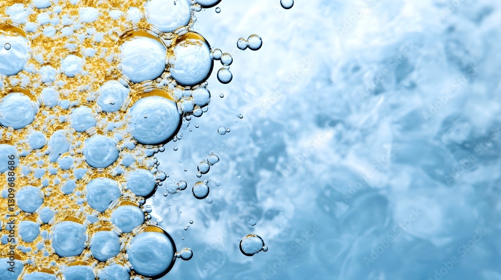 Poster mesmerizing macro of air bubbles underwater reflecting light in ethereal design