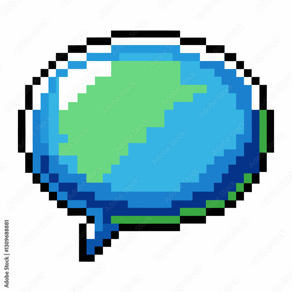 Aufkleber retro pixel art speech bubble icon digital messaging symbol in 8 bit style