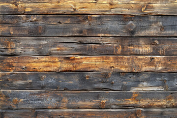 Naklejka premium A rustic background of weathered, horizontal wooden planks showing age and texture.