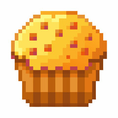 Pixel Art Muffin Retro Styled Dessert Illustration with Vintage Charm