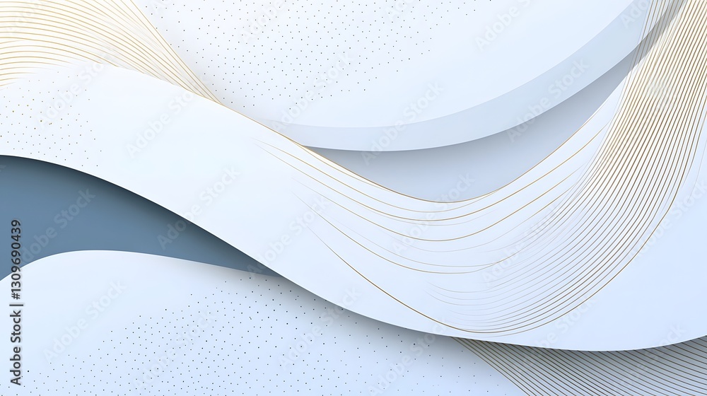 Poster minimalist abstract background with elegant golden wave lines on white backdrop