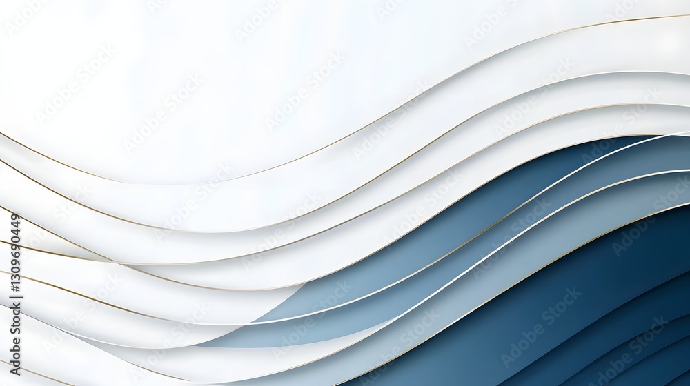 Poster elegant minimalist abstract background with golden wave lines on white backdrop