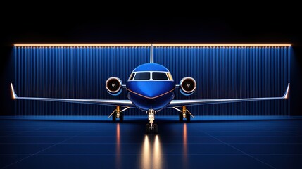 Fototapeta premium Sleek Private Jet with Modern Design in Luxurious Hangar Space for VIP Transportation