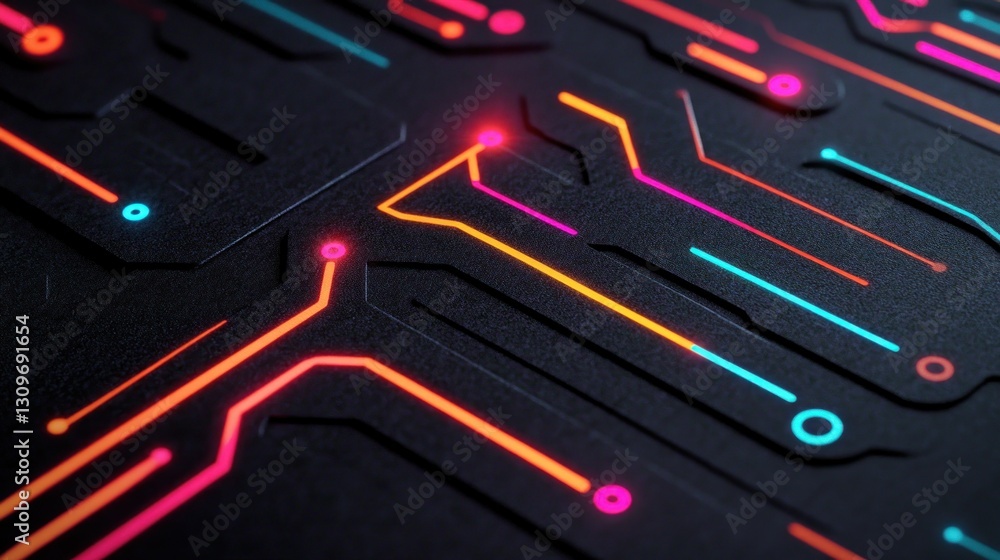 Poster background texture decorated with electric neon circuit lines running through the design wallpaper a
