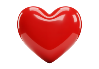 Bright Red Heart Shape Symbolizing Love, Romance, and Affection Isolated on White Background for Graphic Design Use