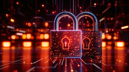 Cybersecurity Locks: Digital Data Protection, Network Security, Online Privacy, Technology Safety, Abstract Futuristic Design