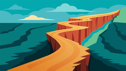 The trek is not without its dangers with narrow ledges and treacherous cliffs serving as cautionary reminders of the consequences of straying from the. Vector illustration