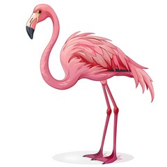 Fototapeta premium Elegant Pink Flamingo Standing Gracefully in Tropical Setting