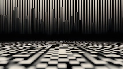 Futuristic Urban Grid with Dimensional Perspective and Flat Design