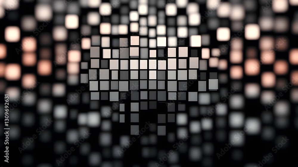 Poster fragmented futuristic wireframe city digital with geometric cube patterns