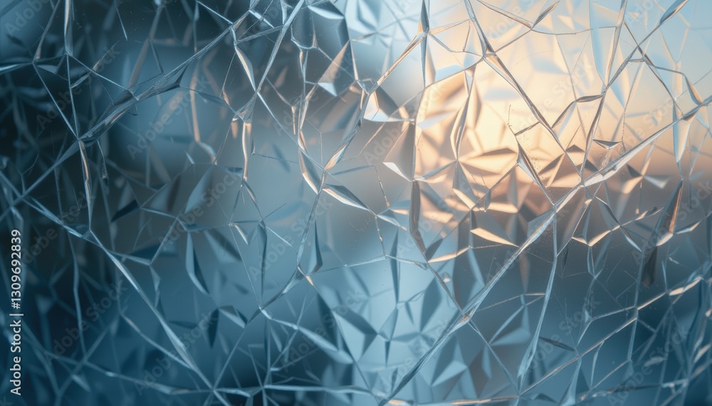 Poster macro shot of a textured glass surface reflecting light and creating a geometric pattern