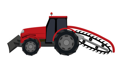 Red Tractor with Snow Plow