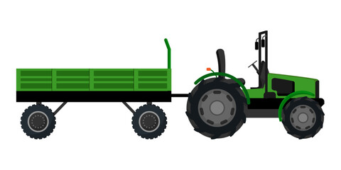 Green Tractor with Trailer