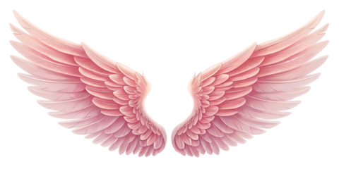 Angelic Pink Wings on White, Soft and Elegant Design for Fairytale-Inspired Creations, PNG Transparent