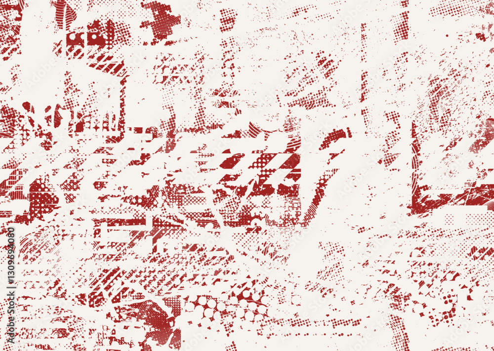 Aufkleber Background with glitch distorted grunge textures . grunge background texture with halftone dots, glitched shapes, textures and lines .Screen print vector background with grunge textured surface.
