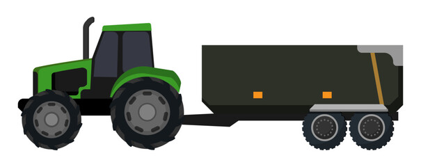 Green Tractor with Trailer