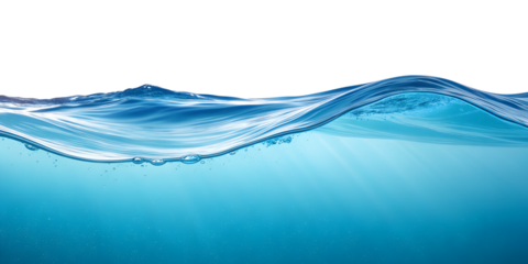 Water Wave Underwater Blue Ocean on White Background, Calming and Serene Ocean Waves for Design, PNG Transparent