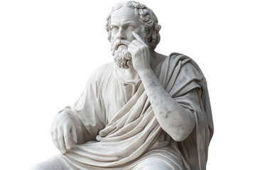 Obraz premium A marble statue of philosopher isolated on transparent background - Fictional Person, Generative AI