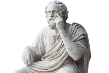 A marble statue of philosopher isolated on transparent background - Fictional Person, Generative AI